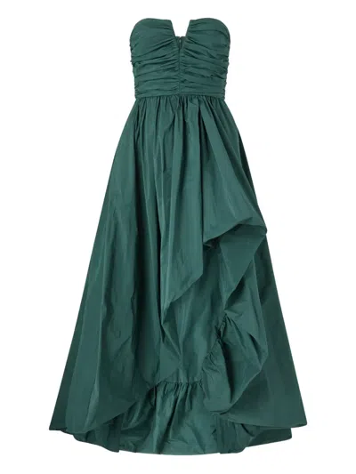 Pinko Ruched-detail Layered-design Dress In Green