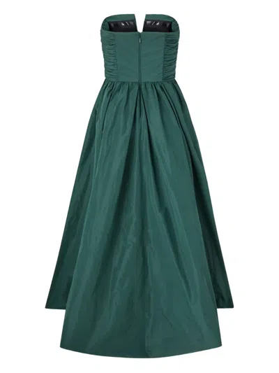 Pinko Ruched-detail Layered-design Dress In Green