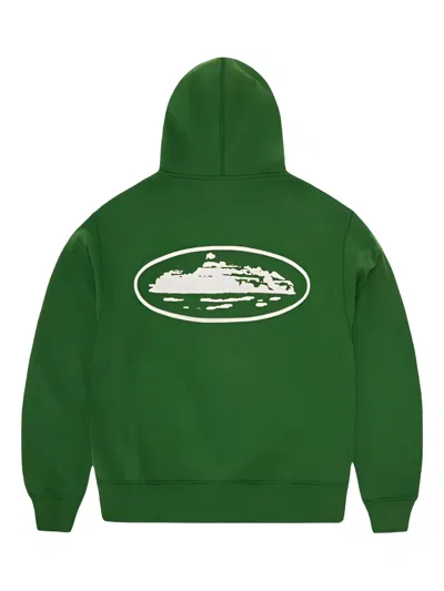 Corteiz Island Puff-print Zip Hoodie In Green