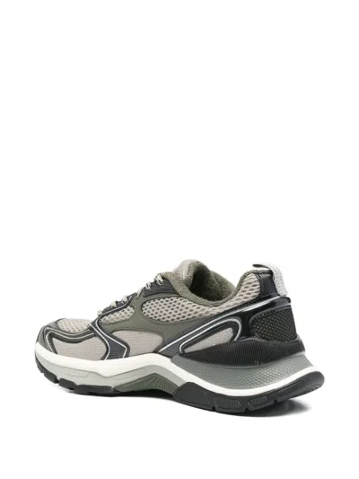 Ea7 Silk Panelled Lace-up Sneakers In Gray
