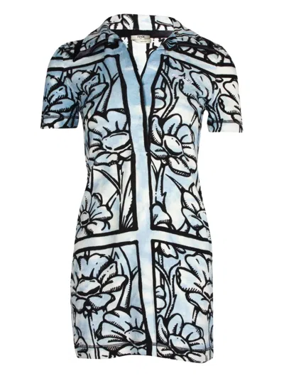 Pre-owned Fendi X Joshua Vides Edition Printed Mini Dress In Blue