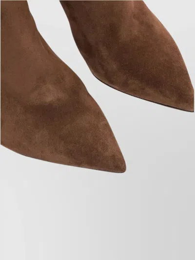 Casadei 100mm Metallic-heel Suede Over-the-knee Boots In Brown