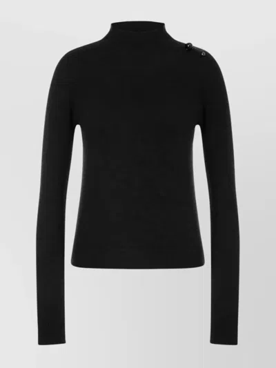 Alberta Ferretti Mock Neck Long Sleeve Knitwear With Buttons In Black