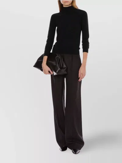 Alberta Ferretti Mock Neck Long Sleeve Knitwear With Buttons In Black