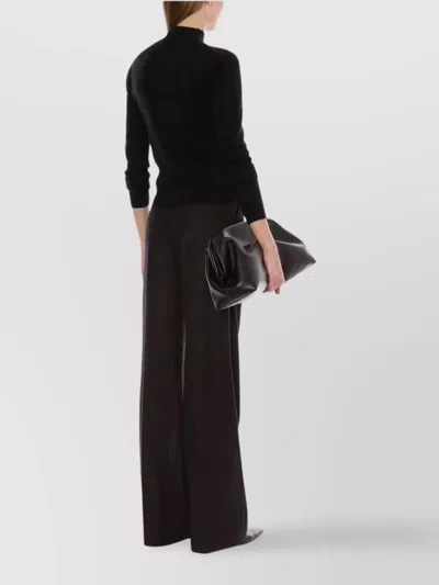 Alberta Ferretti Mock Neck Long Sleeve Knitwear With Buttons In Black