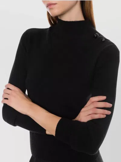 Alberta Ferretti Mock Neck Long Sleeve Knitwear With Buttons In Black
