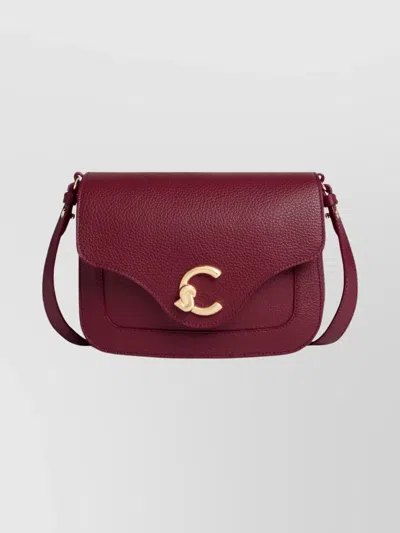 Coccinelle Textured Leather Cross-body Bag Adjustable Strap In Red