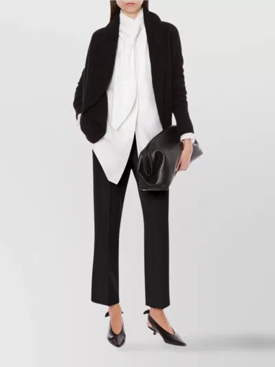 Alberta Ferretti Long Sleeve Collarless Shirt With Scarf Detail In White