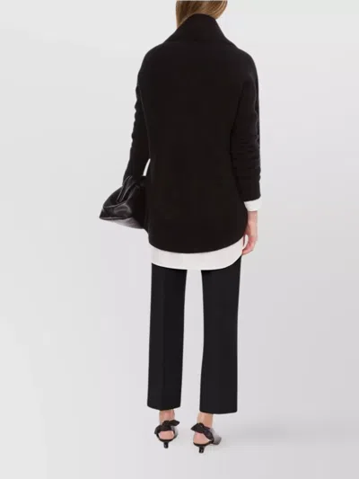 Alberta Ferretti Long Sleeve Collarless Shirt With Scarf Detail In White