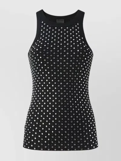 Pinko Fitted Sleeveless Top Featuring Stud Embellishments In Black