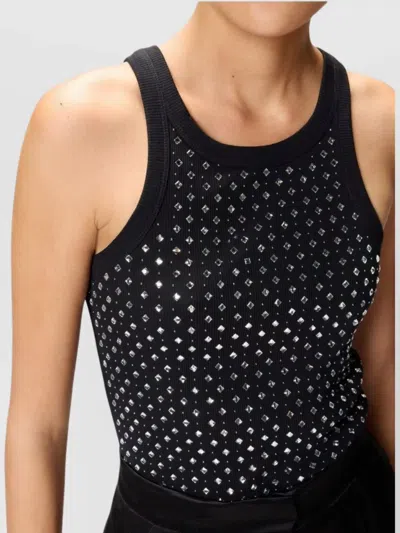 Pinko Fitted Sleeveless Top Featuring Stud Embellishments In Black