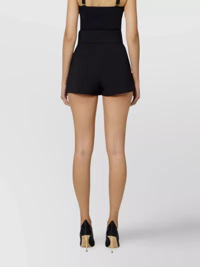 Elisabetta Franchi High Waist Pleated Shorts With Belt Loops In Black
