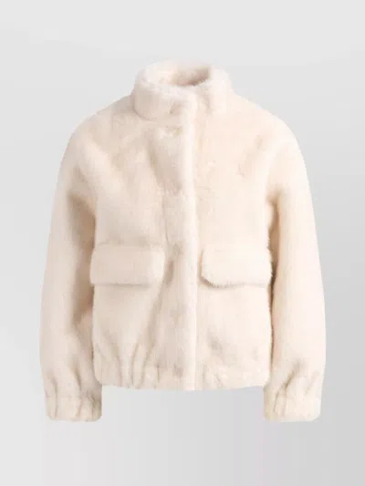 Michael Kors Stylish Jackets With Faux Fur Texture In White