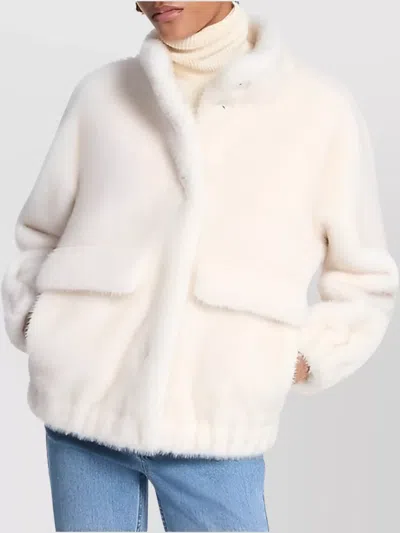 Michael Kors Stylish Jackets With Faux Fur Texture In White