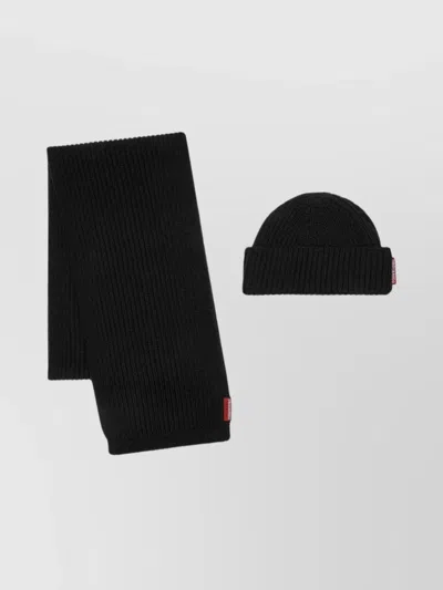Dsquared2 Set Aus Gerippter Beanie Und Schal In Black