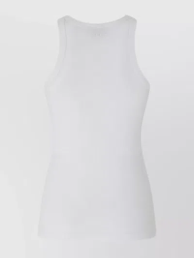 Pinko Rhinestone-embellished Slim Fit Sleeveless Top In White
