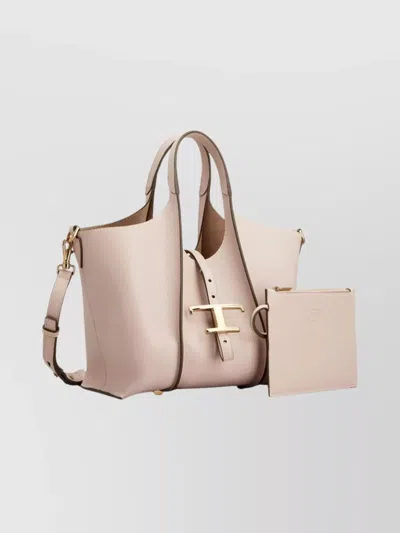 Tod's Mini Leather Shopping Bag With Detachable Strap In Neutral