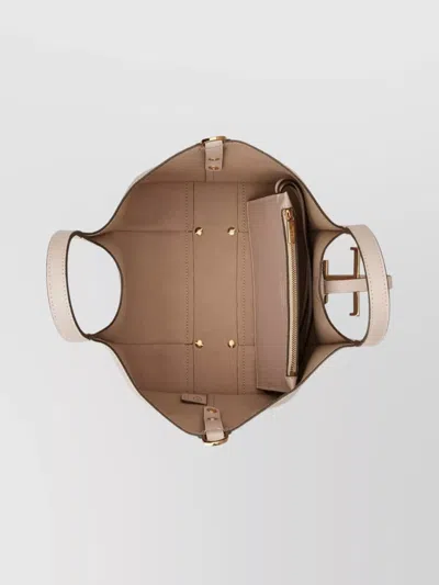 Tod's Mini Leather Shopping Bag With Detachable Strap In Neutral