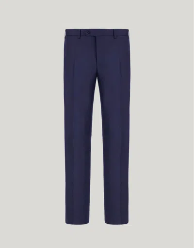 Canali Pantalon Bleu En Laine