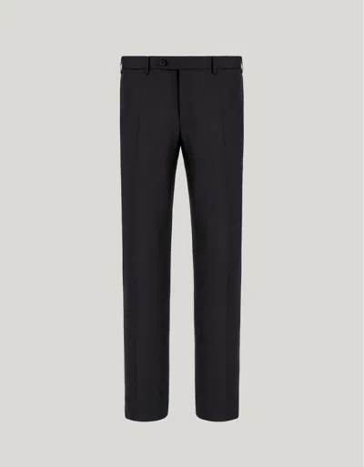 Canali Pantalon Bleu Marine En Laine In Black