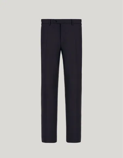Canali Pantalon Bleu Marine En Laine In Black