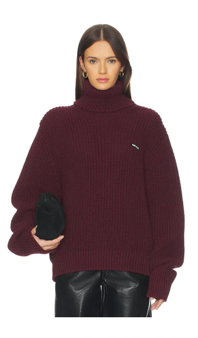 Rotate Birger Christensen Knit Turtleneck Jumper In Burgundy