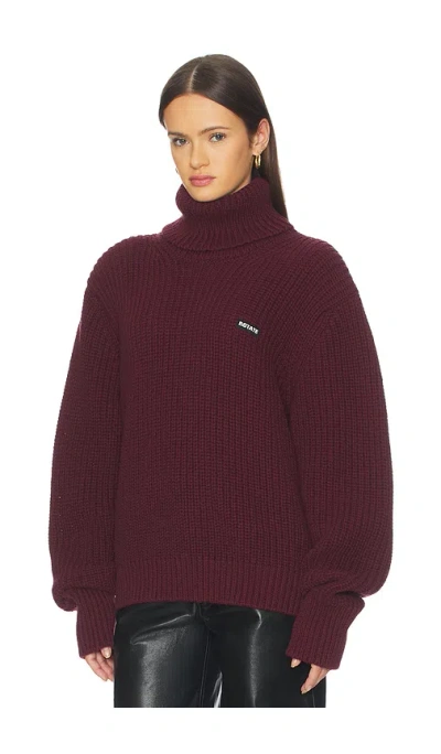 Rotate Birger Christensen Knit Turtleneck Jumper In Burgundy
