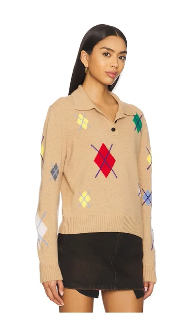 Msgm Broken Argyle Sweater In Neutral