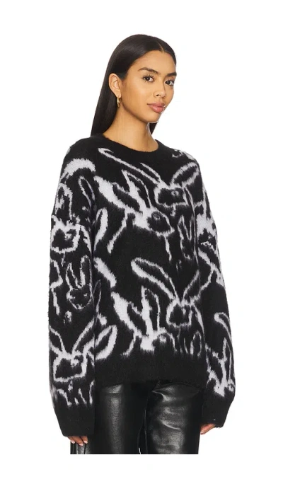 Msgm Sketched Bunnies Sweater In Black