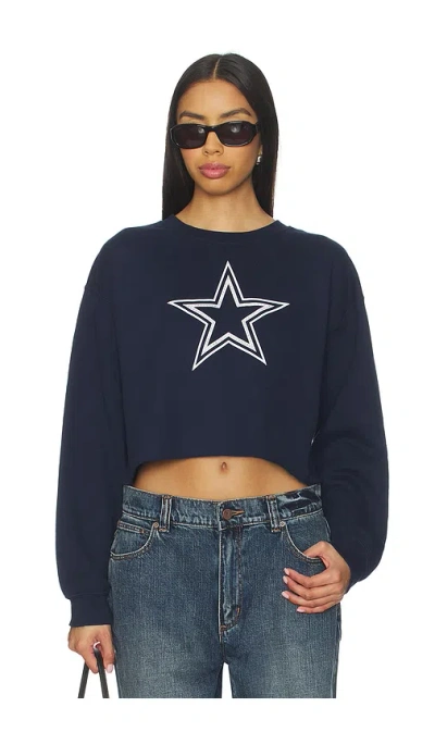 Junk Food Cowboys Bling Crop Crew Sweatshirt In Blue