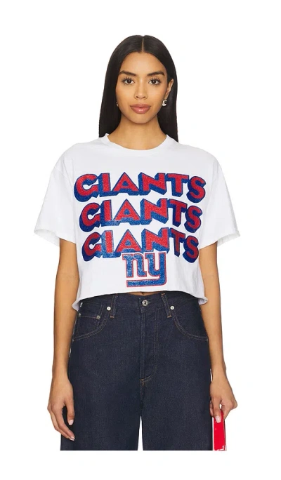 Junk Food Giants Repeat Glitter Crop Tee In White