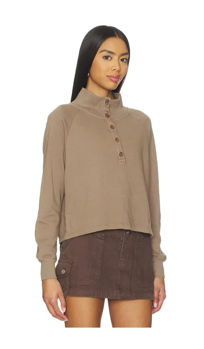 Lamade Alexander Half Button Up Pullover In Brown