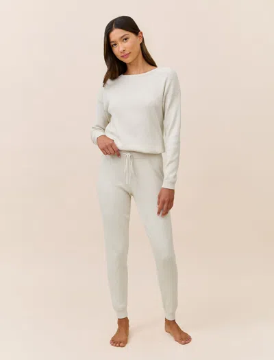 Papinelle Cosy Pointelle Long Sleeve Top And Jogger In White