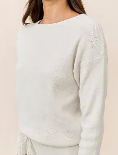 Papinelle Cosy Pointelle Long Sleeve Top And Jogger In White