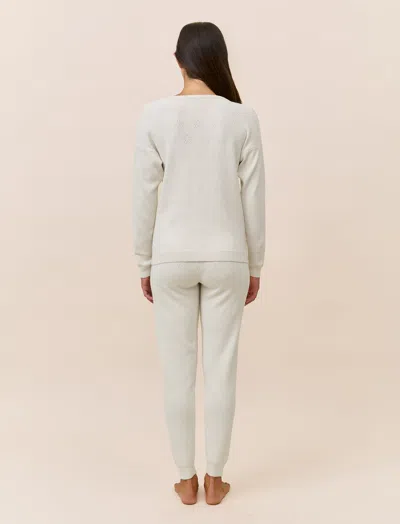 Papinelle Cosy Pointelle Long Sleeve Top And Jogger In White