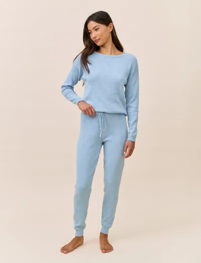 Papinelle Cosy Pointelle Long Sleeve Top And Jogger In Blue