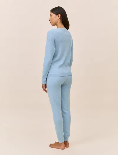 Papinelle Cosy Pointelle Long Sleeve Top And Jogger In Blue