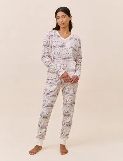 Papinelle Fairisle Waffle Long Sleeve Top And Jogger In Multi