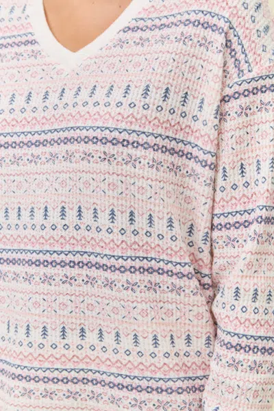 Papinelle Fairisle Waffle Long Sleeve Top And Jogger In Multi