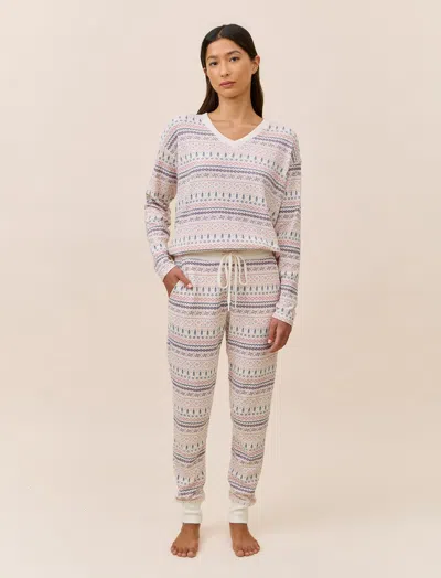 Papinelle Fairisle Waffle Long Sleeve Top And Jogger In Multi