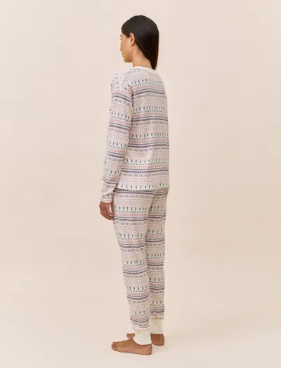 Papinelle Fairisle Waffle Long Sleeve Top And Jogger In Multi
