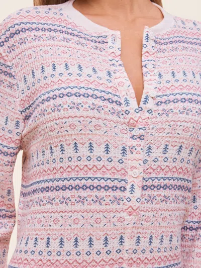 Papinelle Fair Isle Waffle Knit Pajama Jumpsuit In Pink