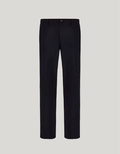 Canali Pantalon Chino Bleu Marine En Toile De Laine Impeccabile Avec Cordon De Serrage In Black