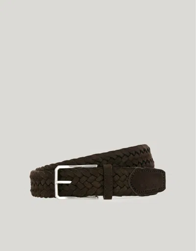 Canali Dark Brown Braided Suede Belt