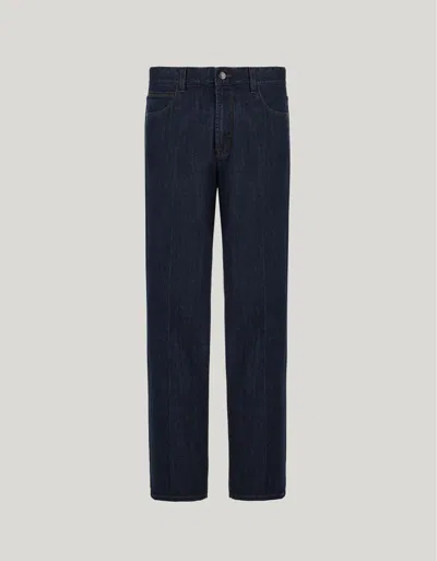 Canali Jean Bleu Stretch Soft Touch Cinq Poches In Blue