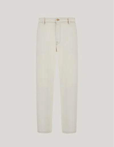 Canali Chino, Coupe Décontractée En Denim Écru In White