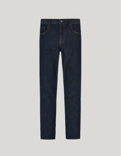 Canali Jean Bleu Stretch Soft Touch Cinq Poches In Blue