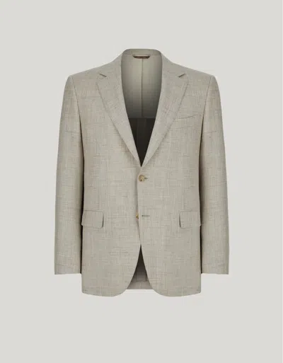 Canali Siena Regular Fit Tan Plaid Wool Blend Sport Coat In Gray