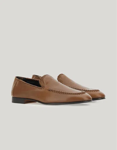 Canali Slip-on En Cuir De Veau Marron In Brown