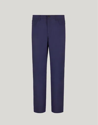 Canali Pantalon Bleu En Laine In Blue